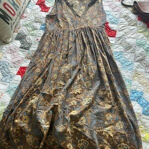 Floral Brown and Blue Maxi Dress